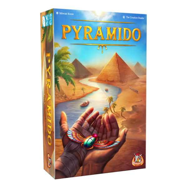 Voorkant van de doos van het spel Pyramido