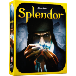 De voorkant van de doos van het spel Splendor.