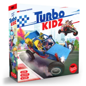 Voorkant van de doos van het kinderspel Turbo Kidz