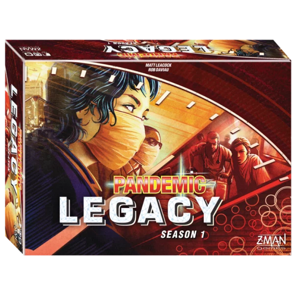 Voorkant van de doos van het bordspel Pandemic Legacy Season 1